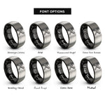 font options for inside engraving on black & silver brush comb crossed rings