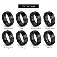 font options for inside engraving on black brush comb crossed rings