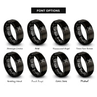 font options for inside engraving on black brush comb crossed rings