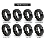 font options for inside engraving on black brush comb crossed rings