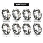font options for inside engraving on silver brush comb crossed rings