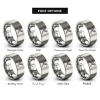 font options for inside engraving on gray brush comb crossed rings