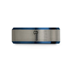 unique men's rings – black & blue & gray tungsten battle axe wedding band