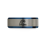 black tungsten rings him – black & blue & grey tungsten flood wave wedding band