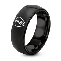 Brushed BLACK GREY Tungsten Rings for Men – black tungsten jazz clef ring