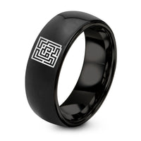 Brushed BLACK Tungsten Rings for Men – black tungsten square maze ring