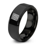 comfort fit him rings – black tungsten square maze ring