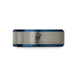women's gold wedding band – blue & grey tungsten argentina wedding band