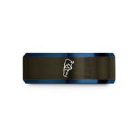 engraved gold rings her – gunmetal & blue tungsten argentina wedding band