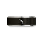 women's wedding ring band – black & grey tungsten soldering iron wedding band