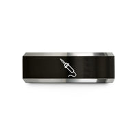women's wedding ring band – black & grey tungsten soldering iron wedding band