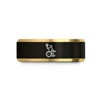 women's gold wedding band – black & gold tungsten wheelchair basketball player wedding band