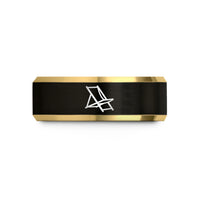 men's tungsten comfort ring – black & gold tungsten beach chair wedding band