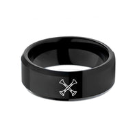 rose gold band women – black tungsten crossed bugles 4 wedding band