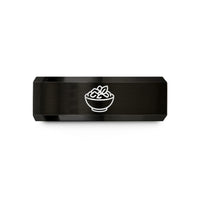 women’s rose gold ring – black & rose gold tungsten rendang curry wedding band