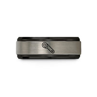 unisex tungsten carbide ring – black & silver tungsten rotary cutter wedding band