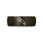 comfort fit wedding band – gunmetal & black tungsten rotary cutter wedding band
