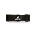 wedding bands for couples – black & grey tungsten triquetra trinity knot wedding band
