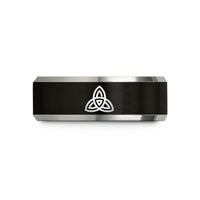 wedding bands for couples – black & grey tungsten triquetra trinity knot wedding band