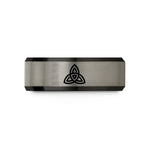 wedding bands for couples – black & gray tungsten triquetra trinity knot wedding band