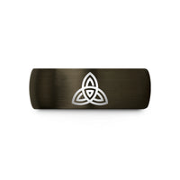 wedding bands for couples – gunmetal & black tungsten triquetra trinity knot wedding band