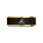 rose gold band style – black & gold tungsten witch hat paw wedding band