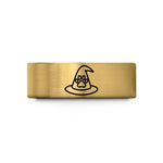 engraved gold ring men – gold tungsten witch hat paw wedding band