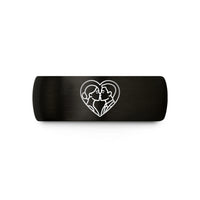 tungsten rings for couples – black & gold tungsten kissing couple wedding band