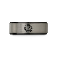 tungsten silver ring men – black & grey tungsten classic speedometer wedding band