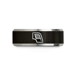 her silver promise rings – black & gray tungsten fender louvers wedding band