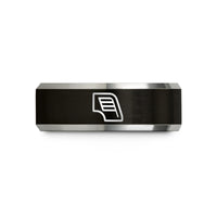 her silver promise rings – black & gray tungsten fender louvers wedding band