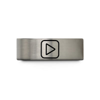comfortable silver women's ring – blue & silver tungsten play icon wedding band