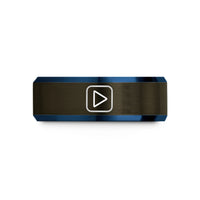 silver wedding rings her – gunmetal & blue tungsten play icon wedding band