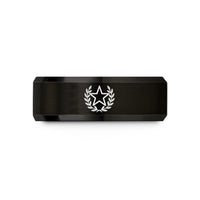 women's brushed silver band – black tungsten star laurel wedding band