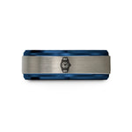 stylish rings for her – blue & gray tungsten wrist gadget dial wedding band