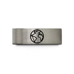 custom engraved him band – black & blue & gray tungsten earth wedding band