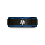 tungsten carbide ring him – black & blue tungsten kagome lattice wedding band