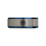 tungsten carbide ring him – black & blue & silver tungsten supernova burst shockwave wedding band