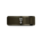 black tungsten wedding band – gunmetal & rose gold tungsten piston rod wedding band
