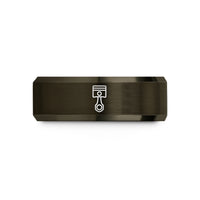 black tungsten wedding band – gunmetal & rose gold tungsten piston rod wedding band