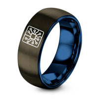 Brushed Tungsten BLUE GREY Rings for Men – gunmetal & blue tungsten pcb board icon ring