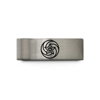 engraved tungsten ring him – black & blue & grey tungsten star trails spiral wedding band