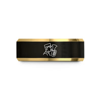 tungsten wedding bands him – black & gold tungsten marching baritone wedding band