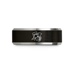 men's brushed tungsten ring – black & silver tungsten marching baritone wedding band