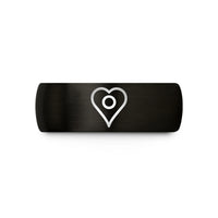 unique men's tungsten ring – black & rose gold tungsten heart map pin wedding band