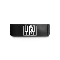 engraved rings for couples – black tungsten piano keys wedding band