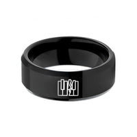 engraved rings for couples – black tungsten piano keys wedding band