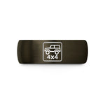 men's tungsten wedding band – gunmetal & black tungsten 4x4 badge wedding band
