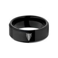 comfort fit tungsten ring – black tungsten veterinary caduceus wedding band