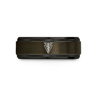 comfort fit tungsten ring – gunmetal & black tungsten veterinary caduceus wedding band